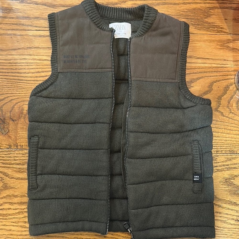 Zara Boys Olive Green Puffer Vest